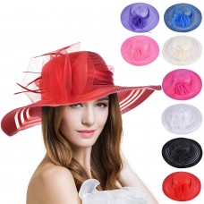 Mujers Floral Polyester Feather Kentucky Derby Cap Wedding Church Sun Hat A340  eb-46305140